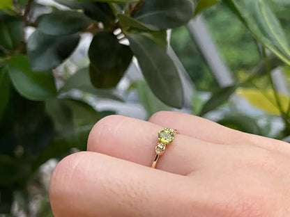 Pakistan Peridot Adjustable Ring A Grade in Silver 925 100% Natural Crystal Gemstone - JING WEN CRYSTAL