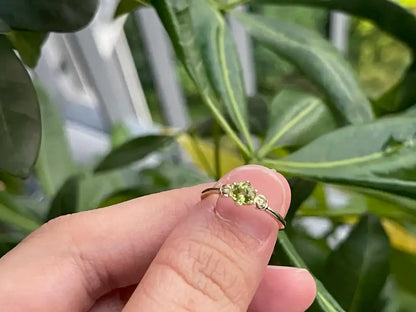 Pakistan Peridot Adjustable Ring A Grade in Silver 925 100% Natural Crystal Gemstone - JING WEN CRYSTAL