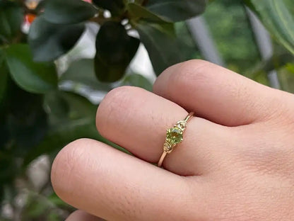 Pakistan Peridot Adjustable Ring A Grade in Silver 925 100% Natural Crystal Gemstone - JING WEN CRYSTAL