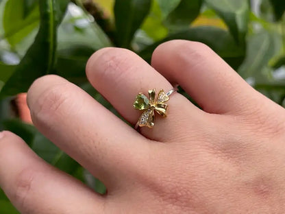 Pakistan Peridot Adjustable Ring A Grade in Silver 925 100% Natural Crystal Gemstone - JING WEN CRYSTAL