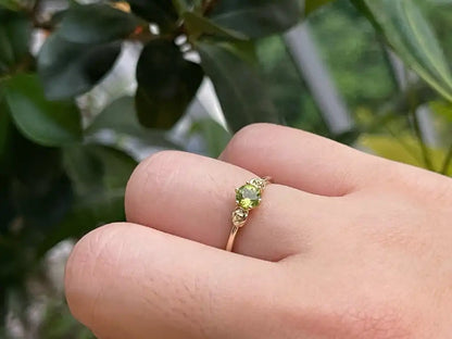 Pakistan Peridot Adjustable Ring A Grade in Silver 925 100% Natural Crystal Gemstone - JING WEN CRYSTAL