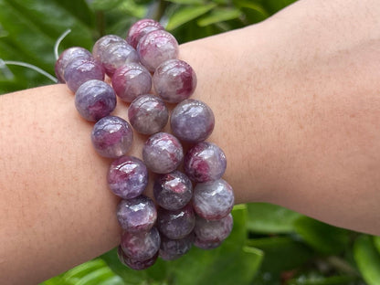 South Africa Pink Lavendar Tourmaline Bracelet A Grade 100% Natural Crystal Gemstone - JING WEN CRYSTAL