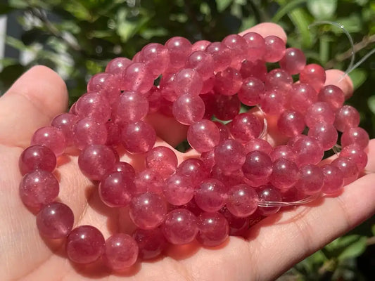 Russia Strawberry Quartz Bracelet  A Grade 100% Natural Crystal Gemstone - JING WEN CRYSTAL