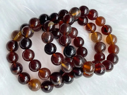 Strong Energy Healing Amber Bracelet 11-12mm A Grade 100% Natural Crystal Gemstone - JING WEN CRYSTAL