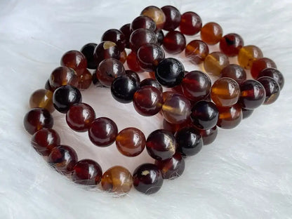 Strong Energy Healing Amber Bracelet 11-12mm A Grade 100% Natural Crystal Gemstone - JING WEN CRYSTAL