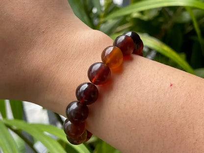 Strong Energy Healing Amber Bracelet 11-12mm A Grade 100% Natural Crystal Gemstone - JING WEN CRYSTAL