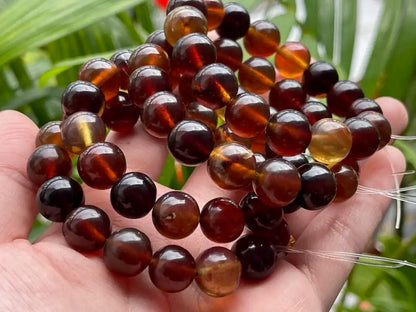 Strong Energy Healing Amber Bracelet 11-12mm A Grade 100% Natural Crystal Gemstone - JING WEN CRYSTAL