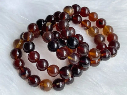 Strong Energy Healing Amber Bracelet 11-12mm A Grade 100% Natural Crystal Gemstone - JING WEN CRYSTAL