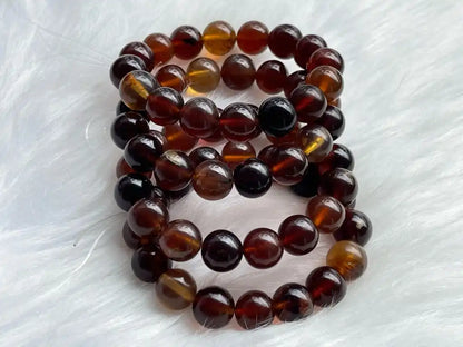 Strong Energy Healing Amber Bracelet 11-12mm A Grade 100% Natural Crystal Gemstone - JING WEN CRYSTAL