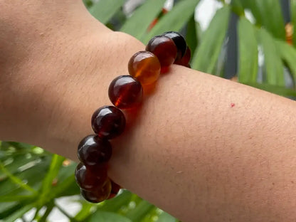 Strong Energy Healing Amber Bracelet 11-12mm A Grade 100% Natural Crystal Gemstone - JING WEN CRYSTAL