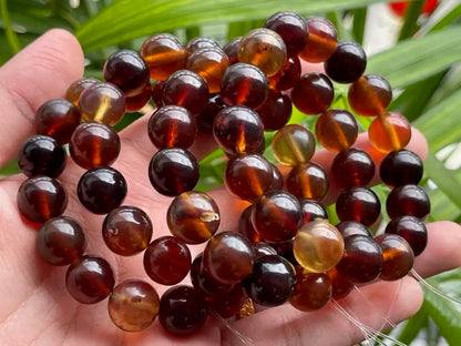 Strong Energy Healing Amber Bracelet 11-12mm A Grade 100% Natural Crystal Gemstone - JING WEN CRYSTAL