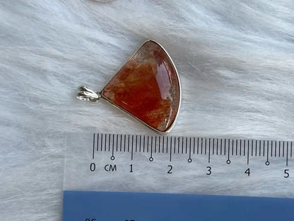 Tanzania Golden Strawberry Sunstone Pendant in Silver 925 A Grade 100% Natural Crystal Gemstone - JING WEN CRYSTAL