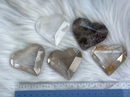 USA Clear Quartz / Smoky Quartz / Howlite Heart Shape 100% Natural Crystal Gemstone - JING WEN CRYSTAL