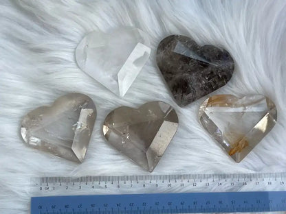 USA Clear Quartz / Smoky Quartz / Howlite Heart Shape 100% Natural Crystal Gemstone - JING WEN CRYSTAL