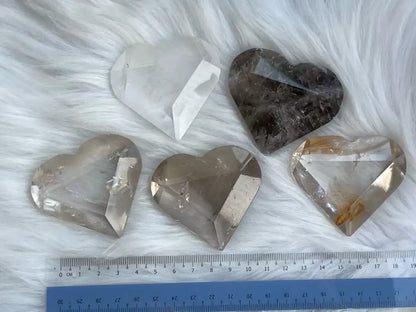 USA Clear Quartz / Smoky Quartz / Howlite Heart Shape 100% Natural Crystal Gemstone - JING WEN CRYSTAL