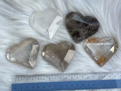 USA Clear Quartz / Smoky Quartz / Howlite Heart Shape 100% Natural Crystal Gemstone - JING WEN CRYSTAL