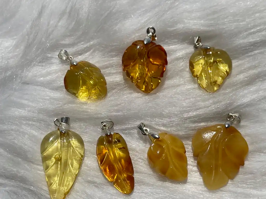 Russia Amber Pendant A Grade 100% Natural Crystal Gemstone - JING WEN CRYSTAL