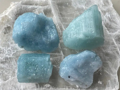 Brazil Aquamarine Raw Stones A Grade 100% Natural Crystal Gemstone - JING WEN CRYSTAL