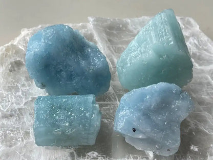 Brazil Aquamarine Raw Stones A Grade 100% Natural Crystal Gemstone - JING WEN CRYSTAL