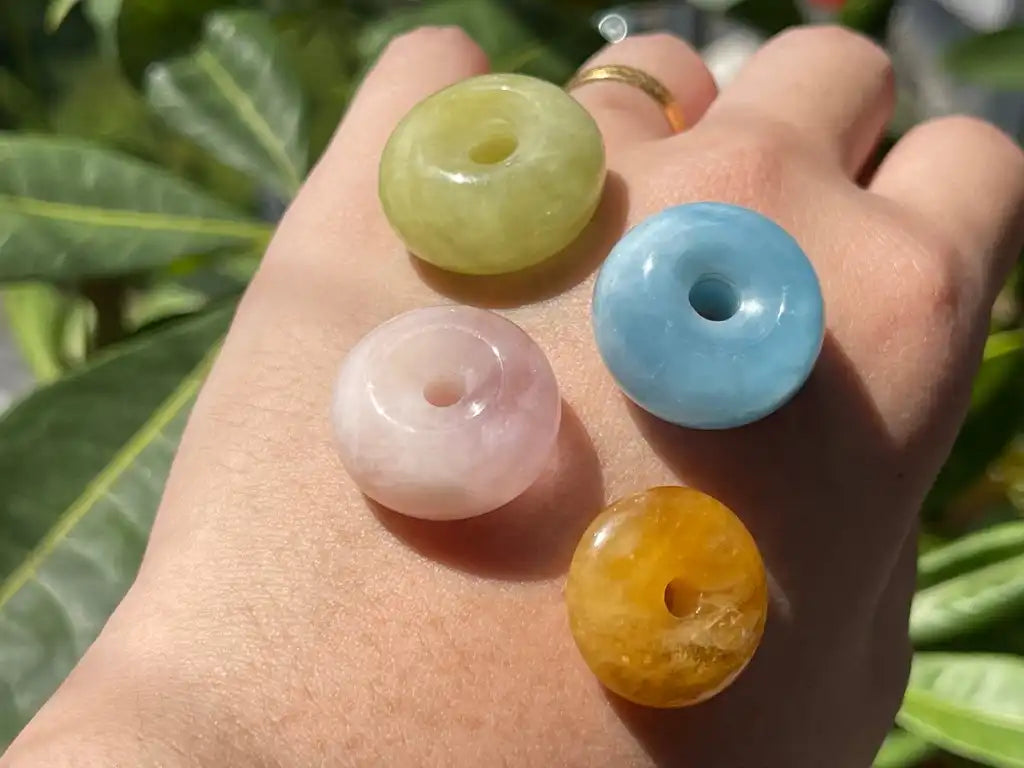 Madagascar Beryl Donut Pendant A Grade 100% Natural Crystal Gemstone - JING WEN CRYSTAL