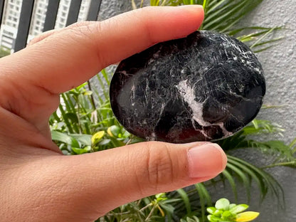 USA Black Onyx Palm Stone 100% Natural Crystal Gemstone - JING WEN CRYSTAL