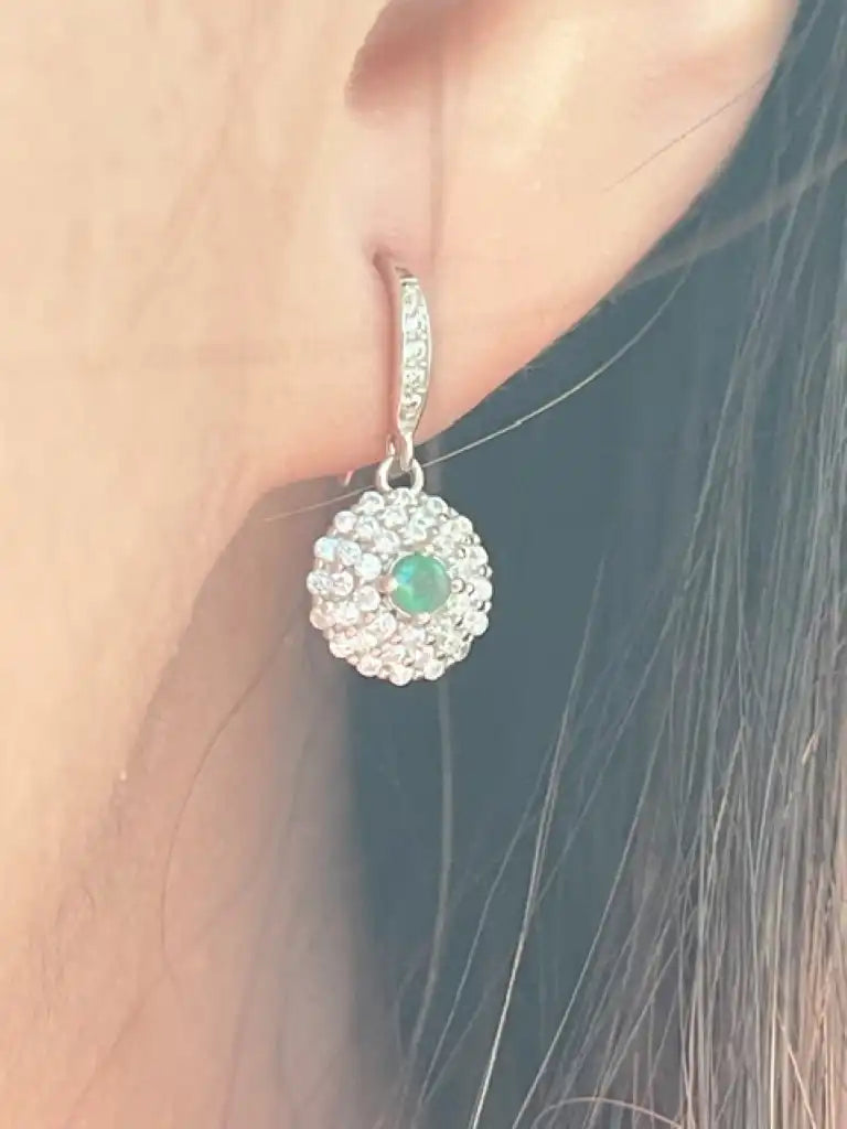 Ethiopian Emerald Earring A Grade in Silver 925 100% Natural Crystal Gemstone - JING WEN CRYSTAL