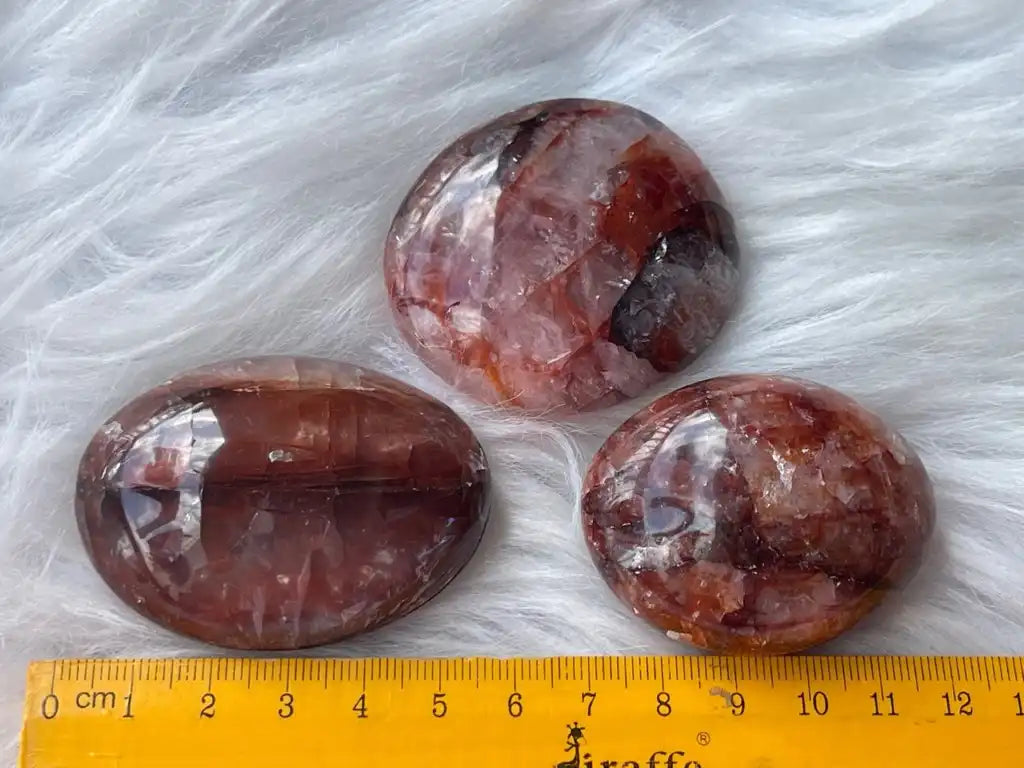 Madagascar Fire Quartz Palm Stone 100% Natural Crystal Gemstone - JING WEN CRYSTAL