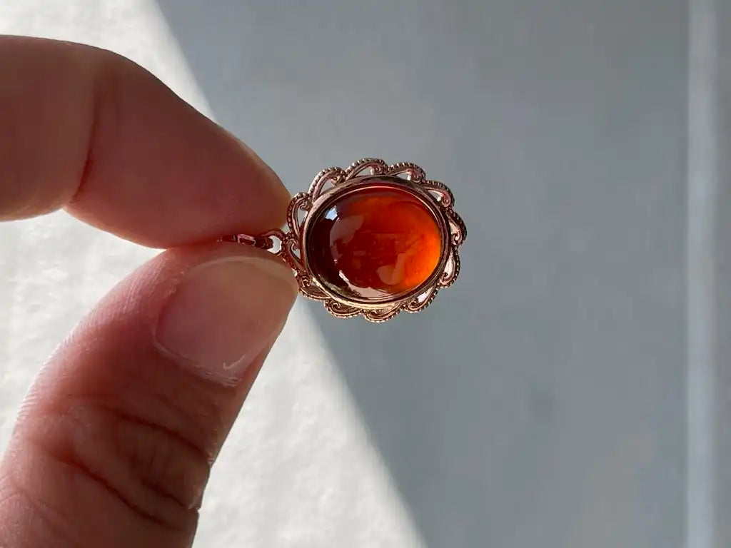 Brazil Orange Garnet Pendant in Silver 925 Rose Gold Plated A Grade 100% Natural Crystal Gemstone - JING WEN CRYSTAL