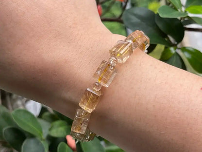 South Africa Gold Rutile Quartz Bracelet A Grade 100% Natural Crystal Gemstone - JING WEN CRYSTAL