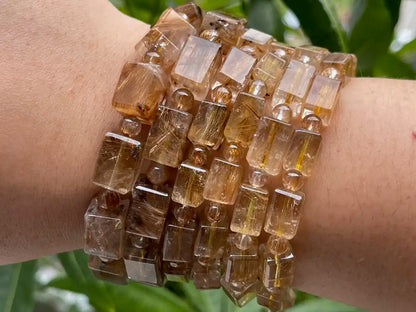 South Africa Gold Rutile Quartz Bracelet A Grade 100% Natural Crystal Gemstone - JING WEN CRYSTAL