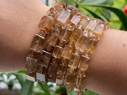 South Africa Gold Rutile Quartz Bracelet A Grade 100% Natural Crystal Gemstone - JING WEN CRYSTAL