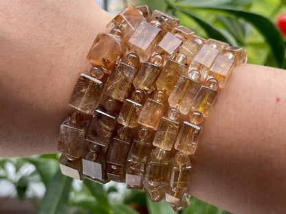 South Africa Gold Rutile Quartz Bracelet A Grade 100% Natural Crystal Gemstone - JING WEN CRYSTAL