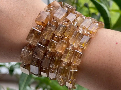 South Africa Gold Rutile Quartz Bracelet A Grade 100% Natural Crystal Gemstone - JING WEN CRYSTAL