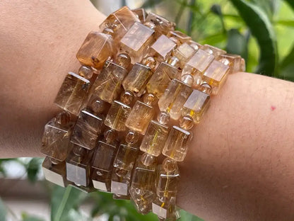 South Africa Gold Rutile Quartz Bracelet A Grade 100% Natural Crystal Gemstone - JING WEN CRYSTAL