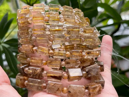 South Africa Gold Rutile Quartz Bracelet A Grade 100% Natural Crystal Gemstone - JING WEN CRYSTAL