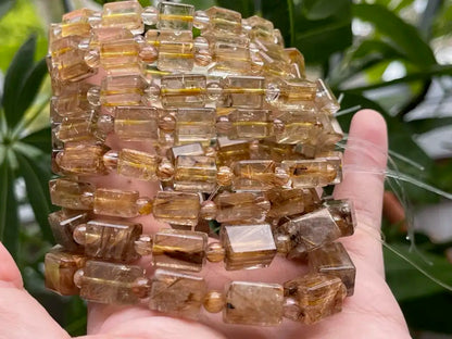 South Africa Gold Rutile Quartz Bracelet A Grade 100% Natural Crystal Gemstone - JING WEN CRYSTAL