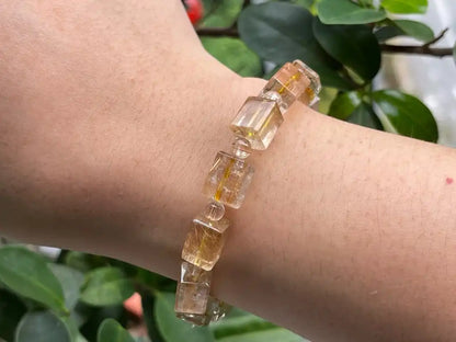 South Africa Gold Rutile Quartz Bracelet A Grade 100% Natural Crystal Gemstone - JING WEN CRYSTAL