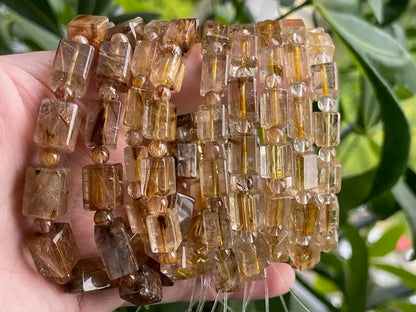 South Africa Gold Rutile Quartz Bracelet A Grade 100% Natural Crystal Gemstone - JING WEN CRYSTAL