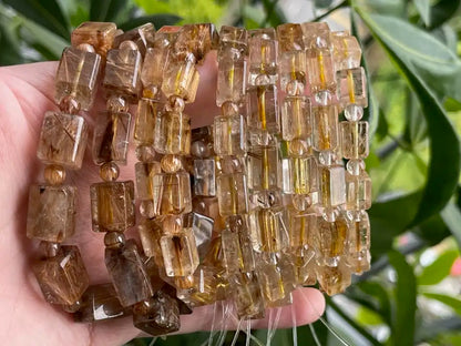 South Africa Gold Rutile Quartz Bracelet A Grade 100% Natural Crystal Gemstone - JING WEN CRYSTAL