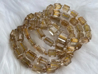 South Africa Gold Rutile Quartz Bracelet A Grade 100% Natural Crystal Gemstone - JING WEN CRYSTAL