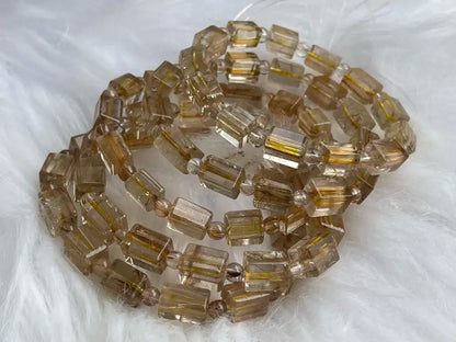 South Africa Gold Rutile Quartz Bracelet A Grade 100% Natural Crystal Gemstone - JING WEN CRYSTAL