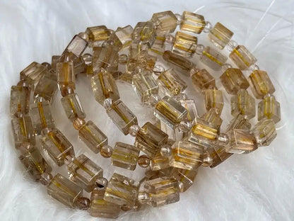 South Africa Gold Rutile Quartz Bracelet A Grade 100% Natural Crystal Gemstone - JING WEN CRYSTAL