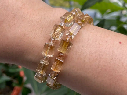 South Africa Gold Rutile Quartz Bracelet A Grade 100% Natural Crystal Gemstone - JING WEN CRYSTAL