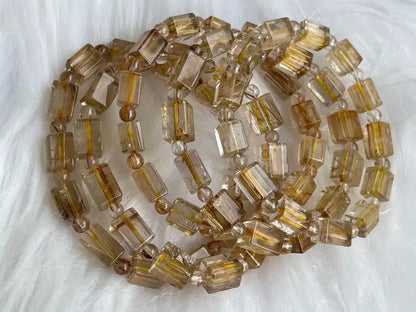 South Africa Gold Rutile Quartz Bracelet A Grade 100% Natural Crystal Gemstone - JING WEN CRYSTAL