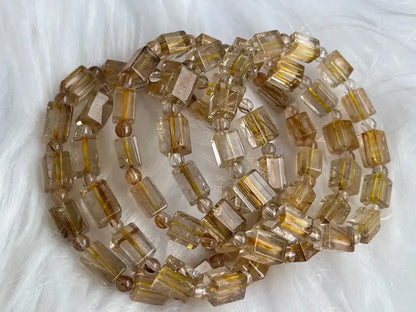 South Africa Gold Rutile Quartz Bracelet A Grade 100% Natural Crystal Gemstone - JING WEN CRYSTAL