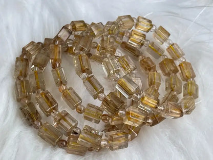 South Africa Gold Rutile Quartz Bracelet A Grade 100% Natural Crystal Gemstone - JING WEN CRYSTAL