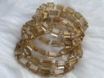 South Africa Gold Rutile Quartz Bracelet A Grade 100% Natural Crystal Gemstone - JING WEN CRYSTAL