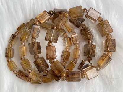 South Africa Gold Rutile Quartz Bracelet A Grade 100% Natural Crystal Gemstone - JING WEN CRYSTAL