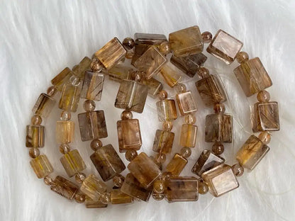 South Africa Gold Rutile Quartz Bracelet A Grade 100% Natural Crystal Gemstone - JING WEN CRYSTAL