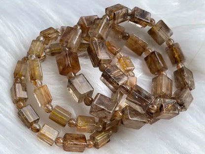 South Africa Gold Rutile Quartz Bracelet A Grade 100% Natural Crystal Gemstone - JING WEN CRYSTAL